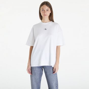 Calvin Klein Jeans Woven Label Rib Short Sleeve Tee White ieftin