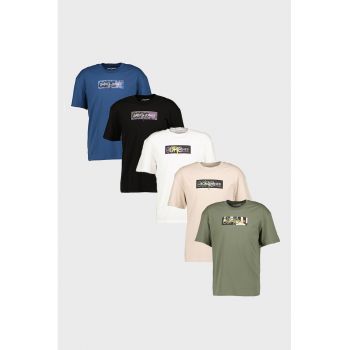 Set de tricouri cu imprimeu logo Aop - 5 piese ieftin