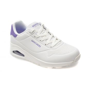 Pantofi sport SKECHERS albi, UNO, din piele ecologica de firma originali
