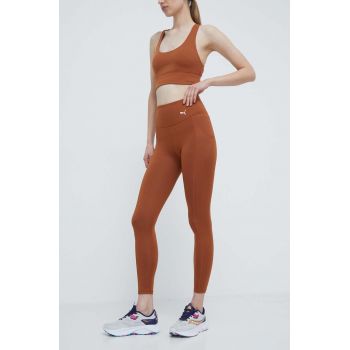 Puma leggins de antrenament Favorite Forever culoarea maro, neted, 520267