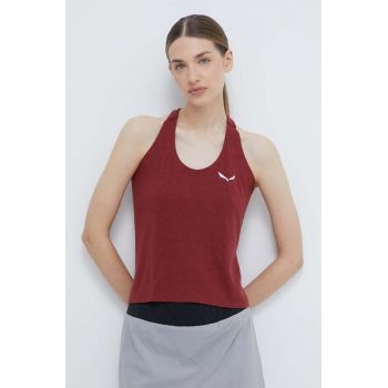 Salewa top sport Lavaredo Hemp Cropped femei, culoarea bordo ieftin