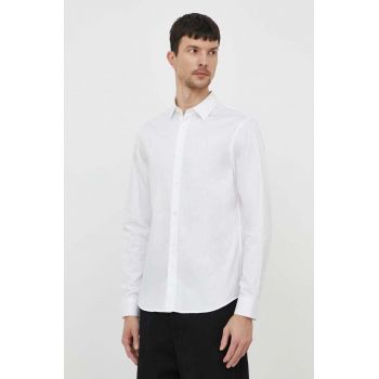 Armani Exchange camasa din bumbac barbati, culoarea alb, cu guler clasic, regular de firma originala