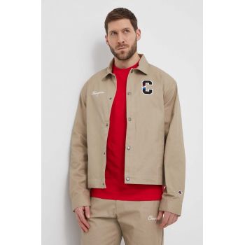 Champion jachetă de cămașă din bumbac culoarea bej, de tranzitie, 219859 ieftina