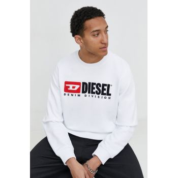 Diesel hanorac de bumbac bărbați, culoarea alb, cu imprimeu A03758.0GEAD de firma original