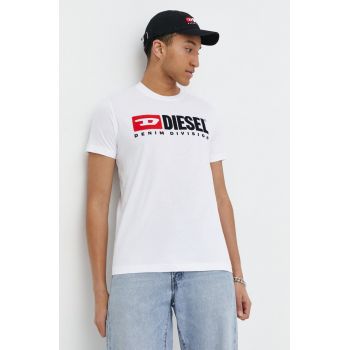 Diesel tricou din bumbac bărbați, culoarea alb, cu imprimeu A03766.0GRAI de firma original