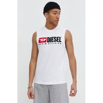 Diesel tricou din bumbac bărbați, culoarea alb A10508.0GRAI de firma original