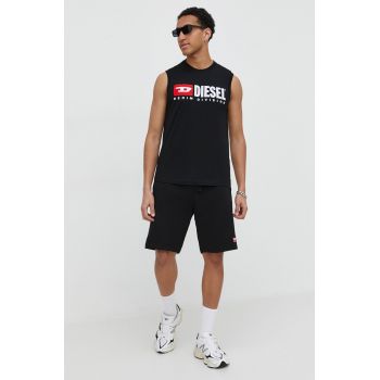 Diesel tricou din bumbac bărbați, culoarea negru A10508.0GRAI de firma original