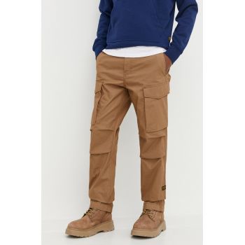 G-Star Raw pantaloni de bumbac culoarea bej, drept