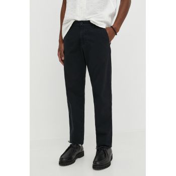 Marc O'Polo pantaloni din amestec de in culoarea negru, drept de firma originali