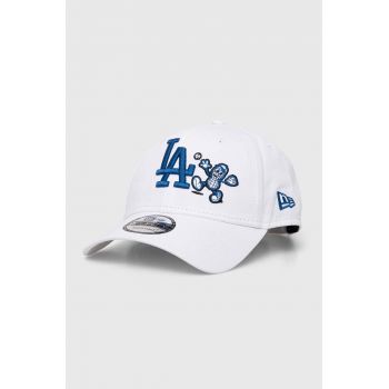 New Era șapcă de baseball din bumbac culoarea alb, cu imprimeu, LOS ANGELES DODGERS ieftina