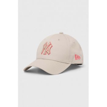 New Era șapcă de baseball din bumbac culoarea gri, cu imprimeu, NEW YORK YANKEES