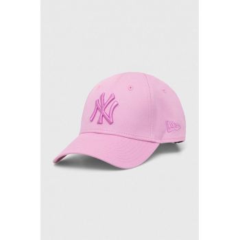 New Era șapcă de baseball din bumbac culoarea roz, cu imprimeu, NEW YORK YANKEES de firma originala