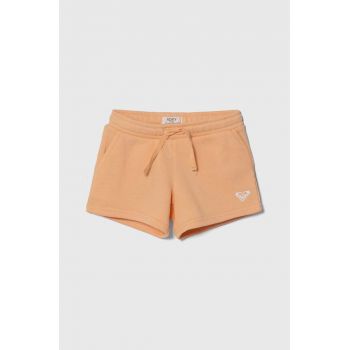 Roxy pantaloni scurti copii SURF FEELINGSHT culoarea portocaliu, neted, talie reglabila