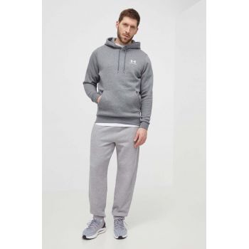 Under Armour bluza barbati, culoarea gri, cu glugă, cu imprimeu