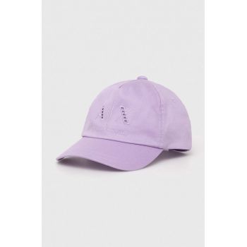 Armani Exchange șapcă de baseball din bumbac culoarea violet, neted
