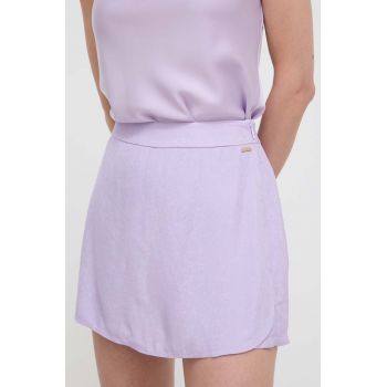 Armani Exchange fustă pantaloni culoarea violet, neted, high waist de firma originali