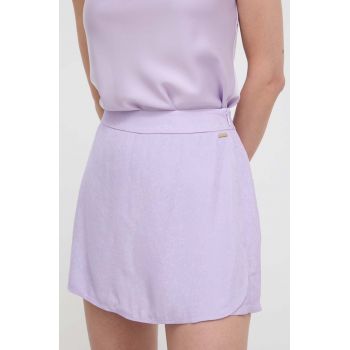 Armani Exchange fustă pantaloni culoarea violet, neted, high waist