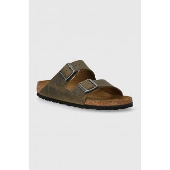 Birkenstock papuci din nubuc Arizona culoarea verde, 1027039