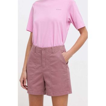 Columbia pantaloni scurți Calico Basin femei, culoarea roz, uni, high waist 2073211 ieftini