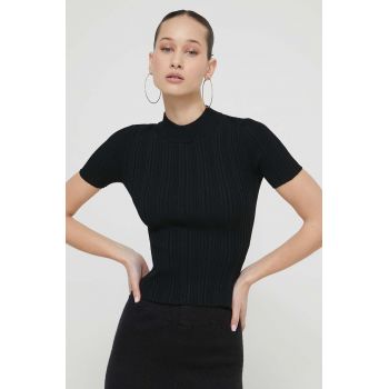 HUGO pulover femei, culoarea negru, light, cu turtleneck