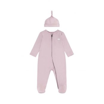 Levi's salopeta din bumbac pentru bebelusi LVN FOOTED COVERALL & HAT SET