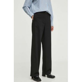Marc O'Polo pantaloni din amestec de in culoarea negru, drept, high waist