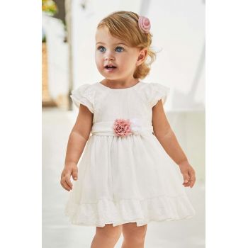 Mayoral rochie bebe culoarea alb, mini, evazati ieftina