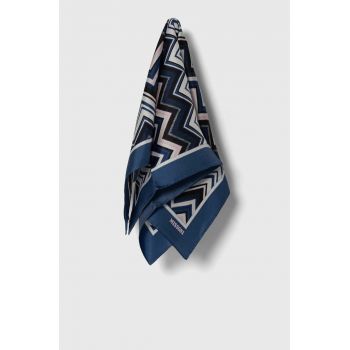 Missoni eșarfă de mătase culoarea bleumarin, cu model FO41TWD9645