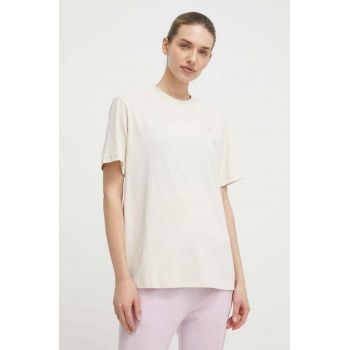 New Balance tricou din bumbac femei, culoarea bej ieftin