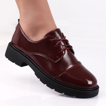 Pantofi dama casual Bordo din Piele Ecologica Lacuita Avama ieftini
