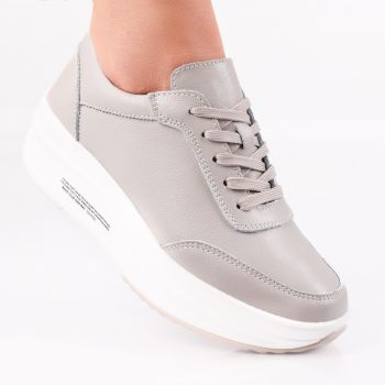 Pantofi dama Sport Gri Inchis din Piele Naturala Diana