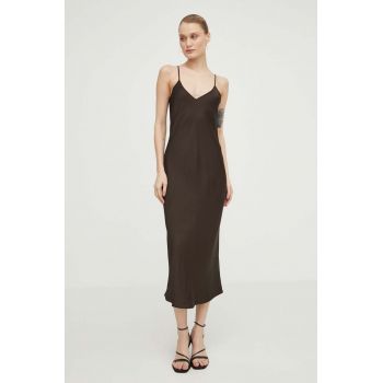 Samsoe Samsoe pantaloni femei, culoarea albastru marin, lat, high waist