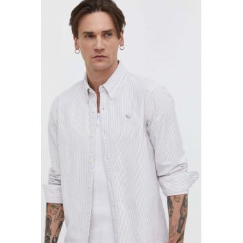 Abercrombie & Fitch camasa barbati, culoarea bej, cu guler button-down, regular