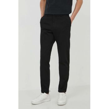 Boss Green pantaloni barbati, culoarea negru, mulata