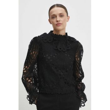Answear Lab bluza din bumbac femei, culoarea negru, neted