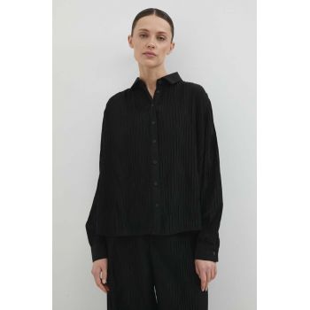 Answear Lab camasa femei, culoarea negru, cu guler clasic, regular la reducere
