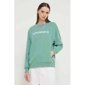 Converse bluza femei, culoarea verde, cu imprimeu