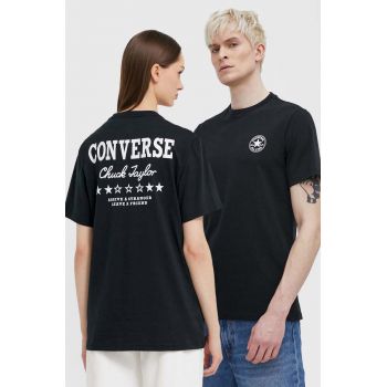 Converse tricou din bumbac culoarea negru, cu imprimeu ieftin