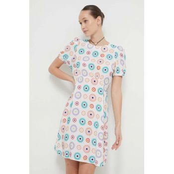 Desigual rochie culoarea alb, mini, evazati Desigual rochie culoarea alb, mini, evazati