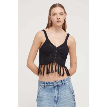 Desigual top de plajă din bumbac culoarea negru