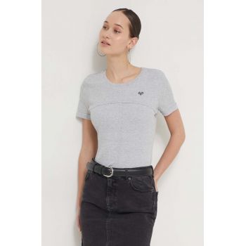 Desigual tricou femei, culoarea gri ieftin