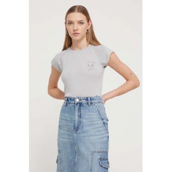 Desigual tricou femei, culoarea gri ieftin