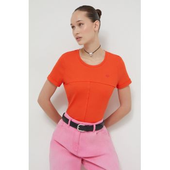 Desigual tricou femei, culoarea portocaliu ieftin