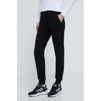 EA7 Emporio Armani pantaloni de trening culoarea negru, neted de firma original