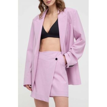 Karl Lagerfeld fusta din amestec de lana culoarea roz, mini, evazati de firma originala