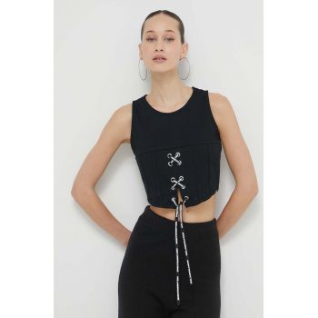 Karl Lagerfeld Jeans top femei, culoarea negru