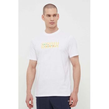 Karl Lagerfeld tricou din bumbac barbati, culoarea alb, cu imprimeu