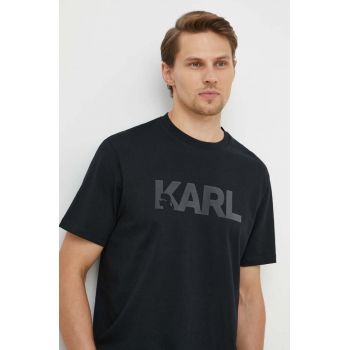 Karl Lagerfeld tricou din bumbac barbati, culoarea negru, cu imprimeu