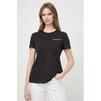 Karl Lagerfeld tricou din bumbac femei, culoarea negru