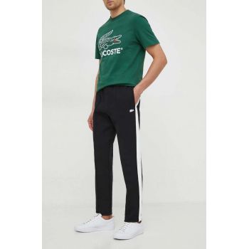 Lacoste pantaloni de trening culoarea negru, cu imprimeu de firma originali